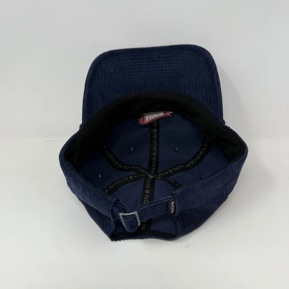 Nixon Harvey Strapback Navy Corduroy Baseball Cap Pennant Logo‎ Adjustable